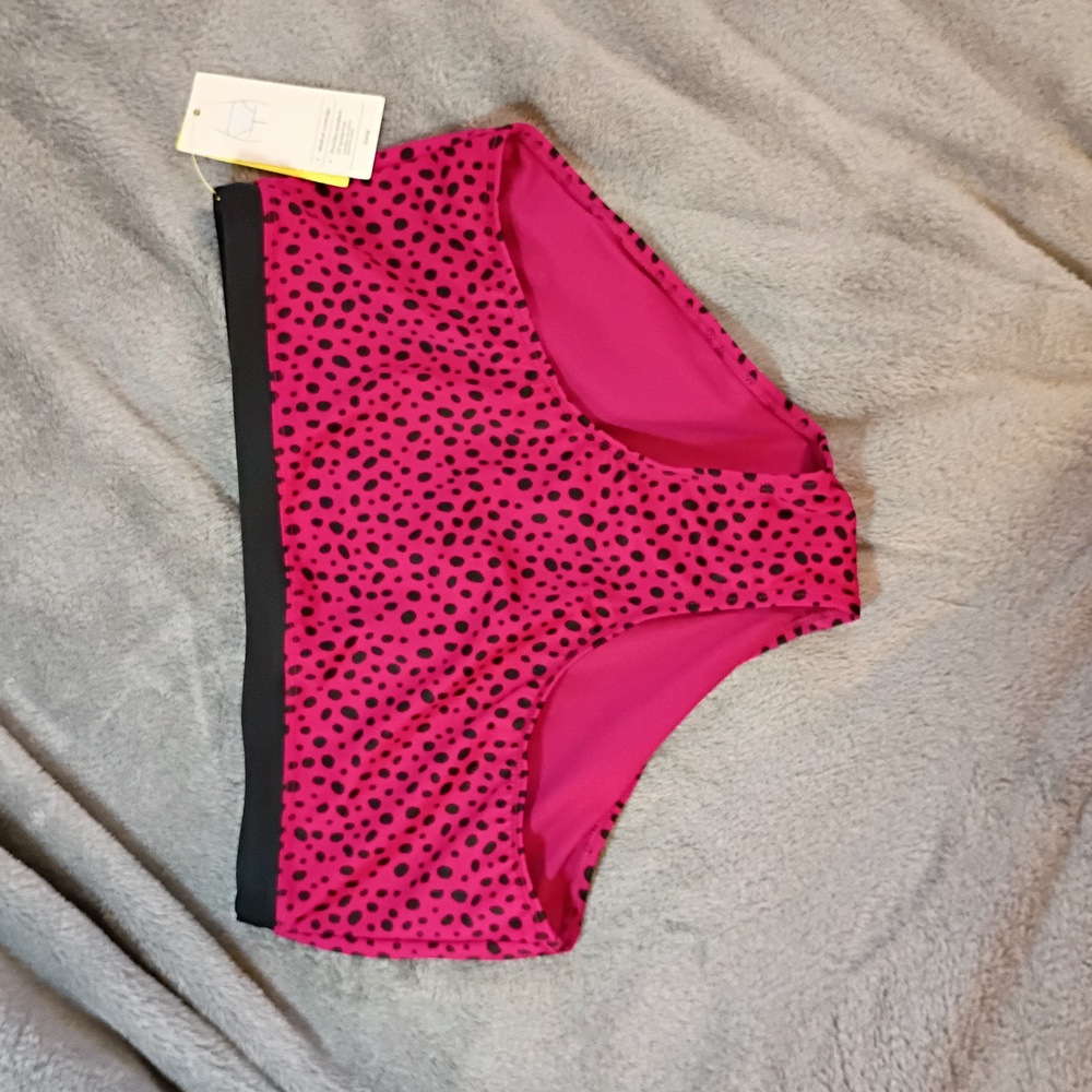Pink and Black Polka Dot Swim Bottom